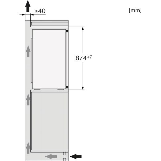 Miele K 7125 E Integrated Upright Fridge - White - Annotation - Dimension shot